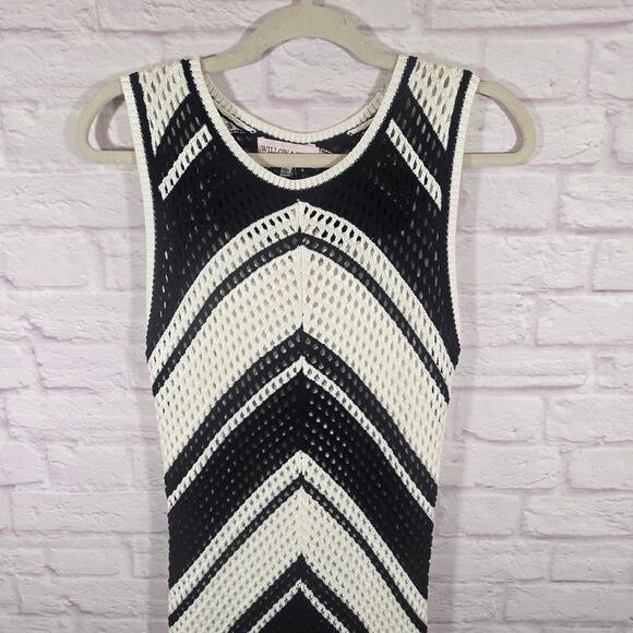 MY Willow & Wind Black Ivory Crochet Knit Dress NWT Sze L Coastal Beach Vacation - Picture 2 of 9